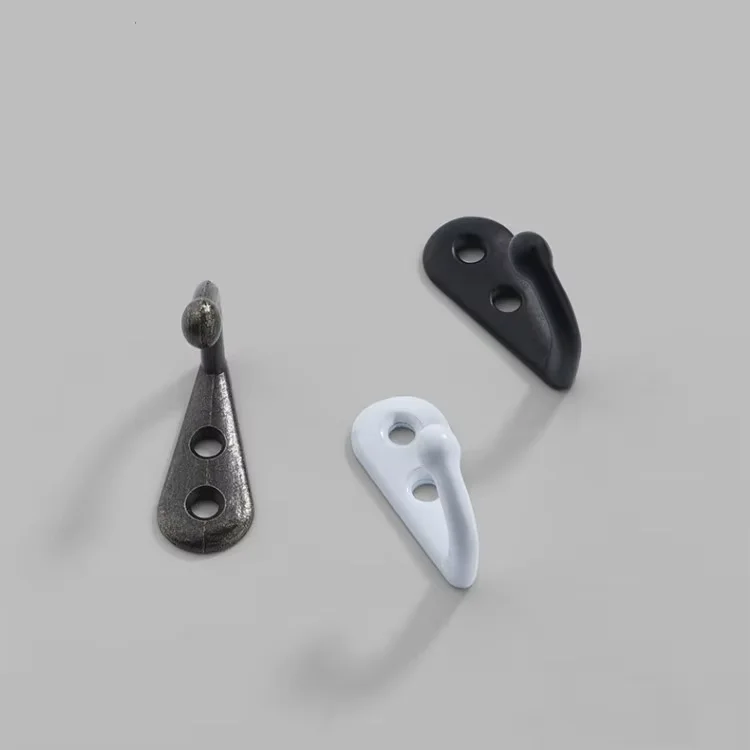 Small Black Wall Mounted Coat Hook Single Coat Hanger Vintage Style Double Hole Metal Single Hook Hangers Robe Hooks