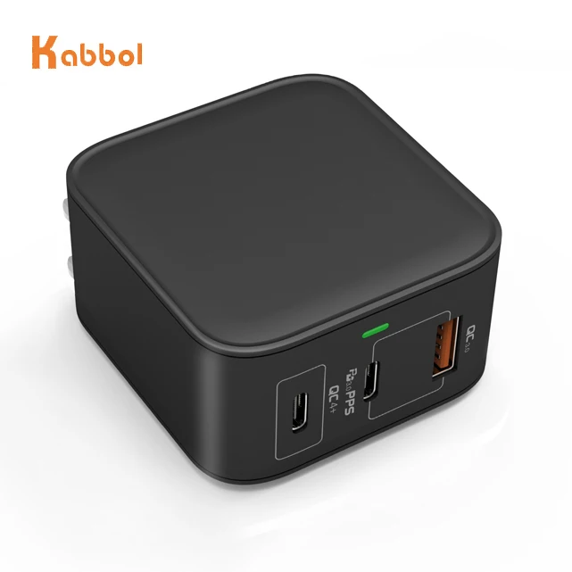 GaN Charger OEM 3 Port PD GaN 61W Wall/Travel Adapter PPS QC30 QC40 GaN Technology PD Port with US/EU/PSE/KC Plug for Laptops