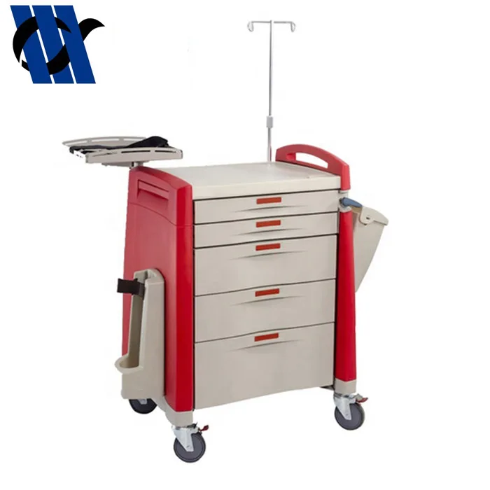 High Quality Cheap Mobile Abs Drugs Plastic Emergency Medicine Trolley For Clinic Hospital Medical Crash Cart