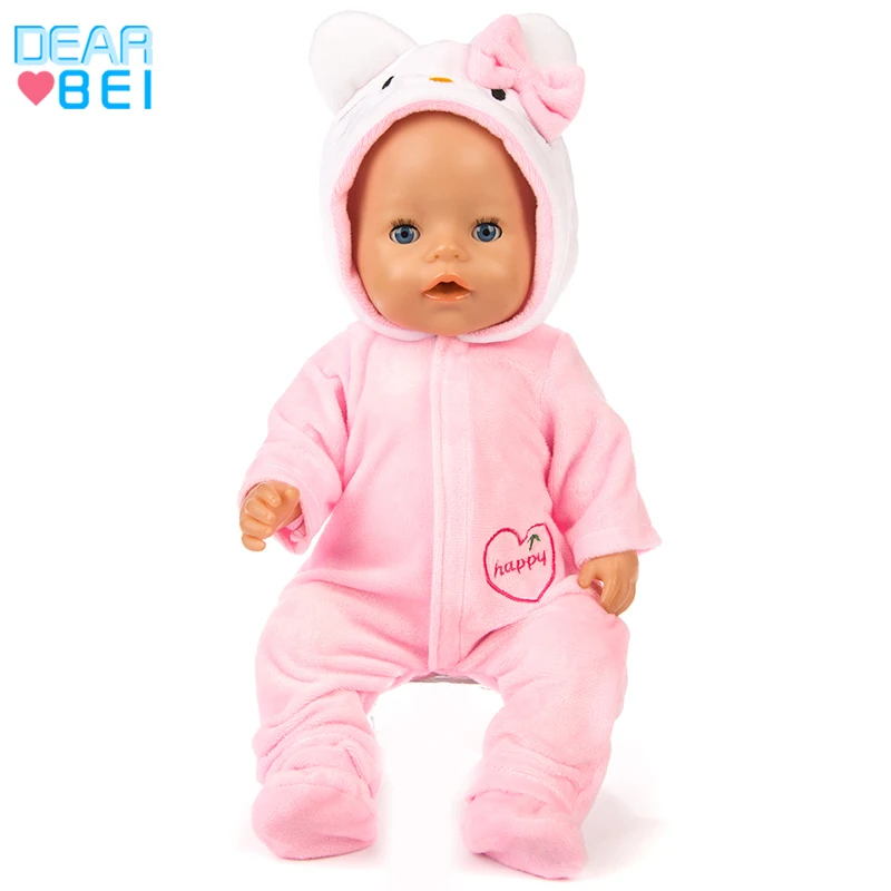Cartoon Cat Onesies American Doll Clothes,Factory Direct Custom Doll Clothes,Mini Doll Clothes For 43cm Baby Doll