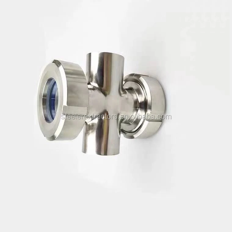 Sanitary SS304 SS316L fluid viewer four way cross sight glass