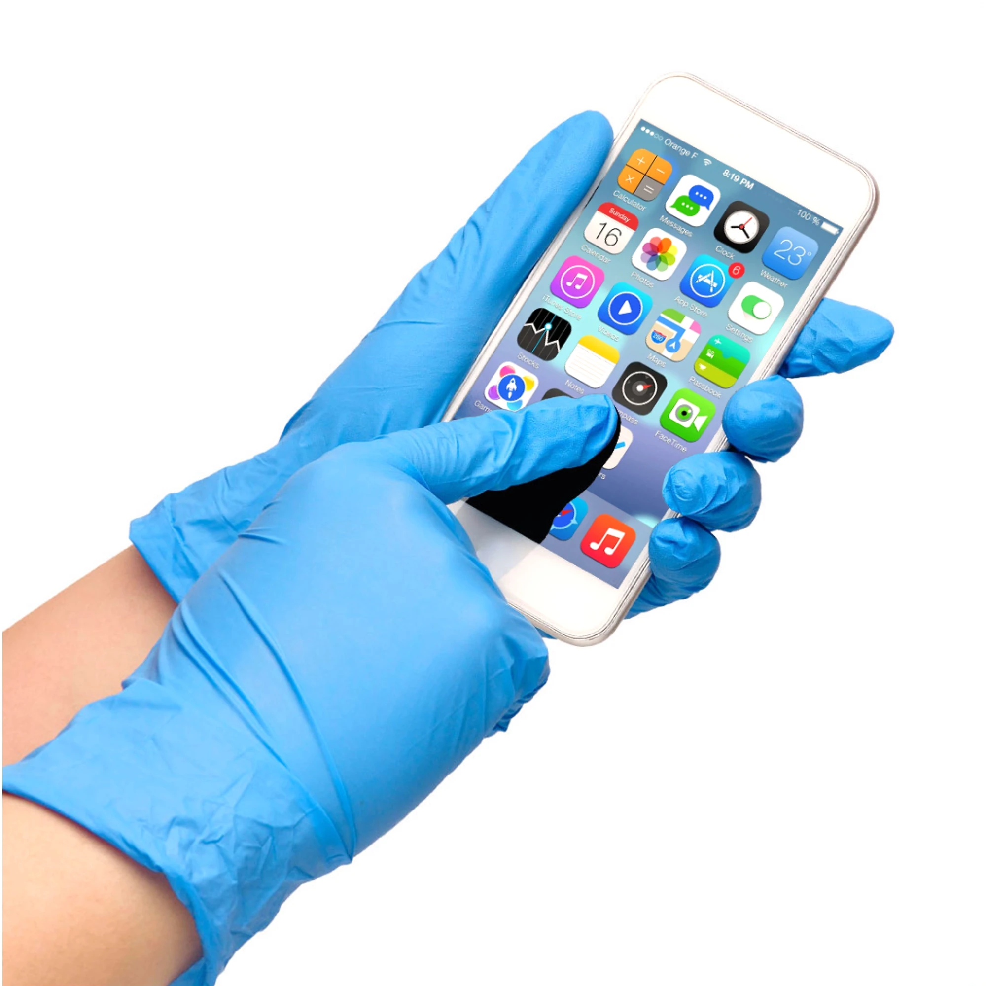Heavy Duty  Non Sterile  Powder Free Rubber 100 Count Box Food Safe Blue Nitrile Gloves