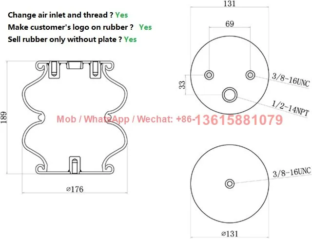 Contitech FD120-17 rubber air spring suspension bag for trailer