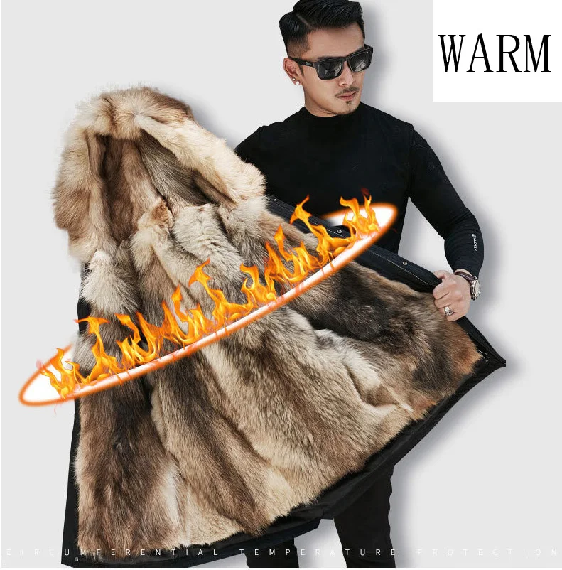 
Fashion fox fur lining genuine sheepskin leather jacket for men 