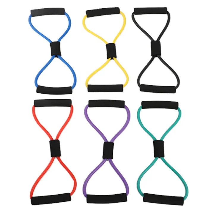 Wholesale Pilates Exercise Band 8 Shape Fitness Gym Bands 8 Shape Elastic Resistance Bands