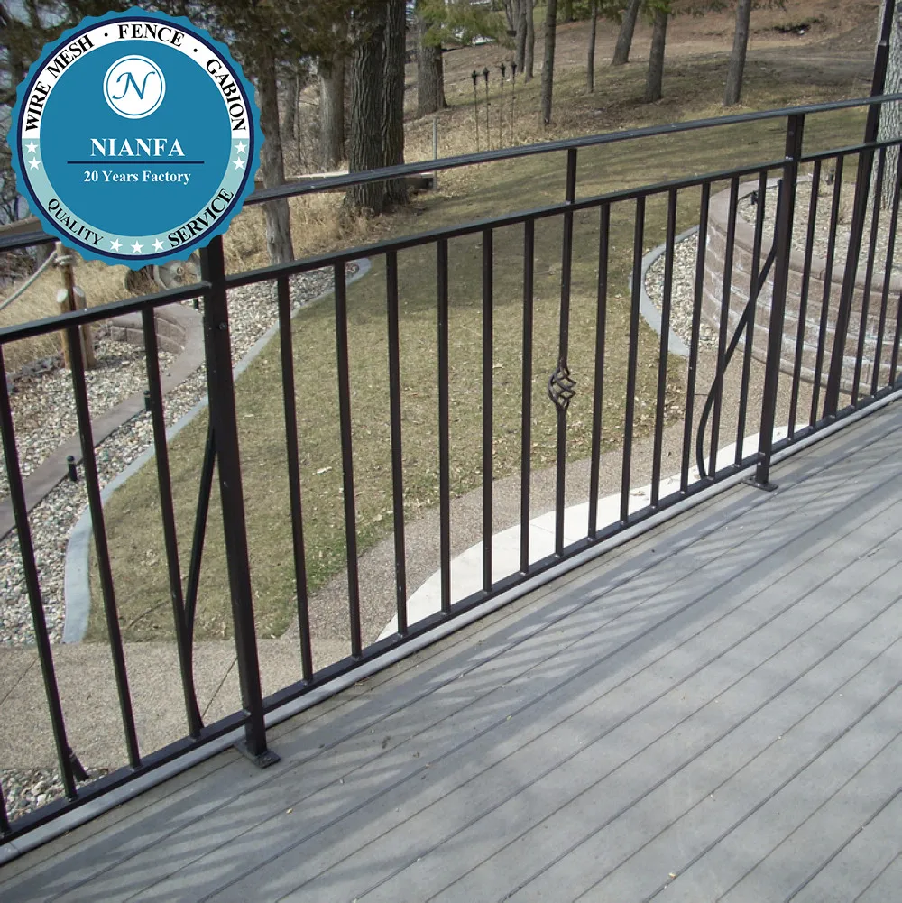 Custom Iron Pool Fence Metal Frame with Powder Coating Nature Pressure Treated Wood for Swimming Pool Fencing