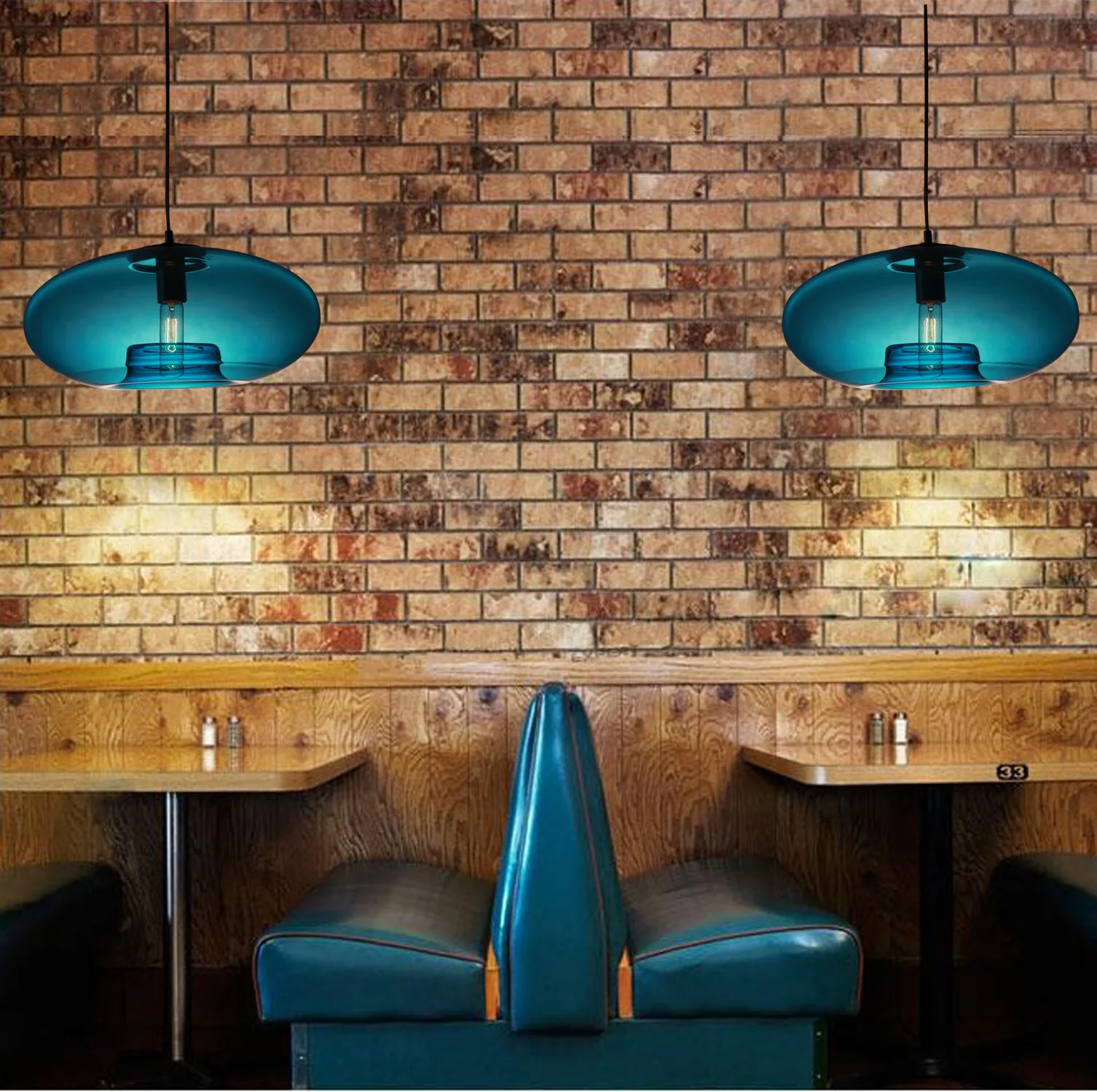 Nordic modern Blue Glass Chandelier lamp Ball Ceiling Hanging Light