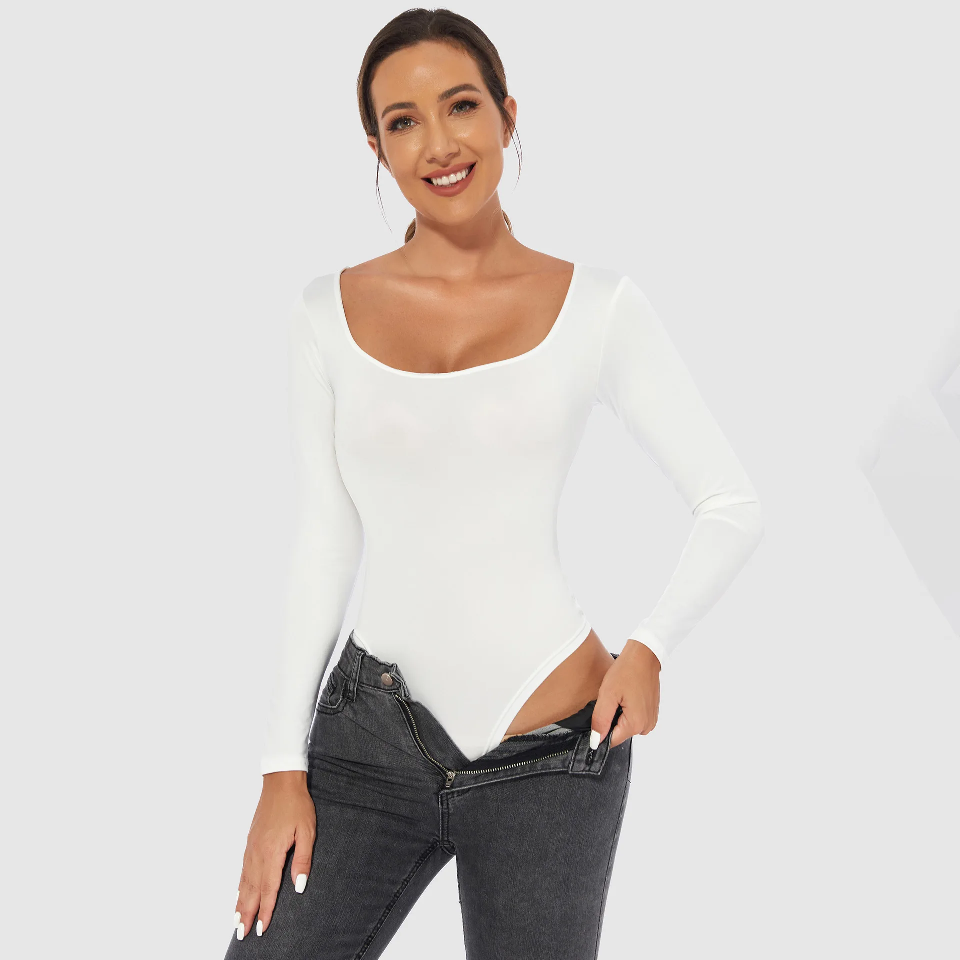 Пользовательские бесшовные XS-3XL для похудения с длинным рукавом боди стринги плюс размер Корректирующее белье