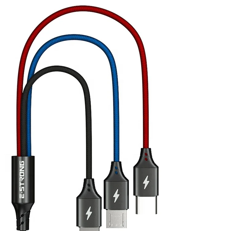 Professional Manufacturer Fabric Braided Cheap USB Cable Mobile Phone Charge 3 In 1 USB Cable