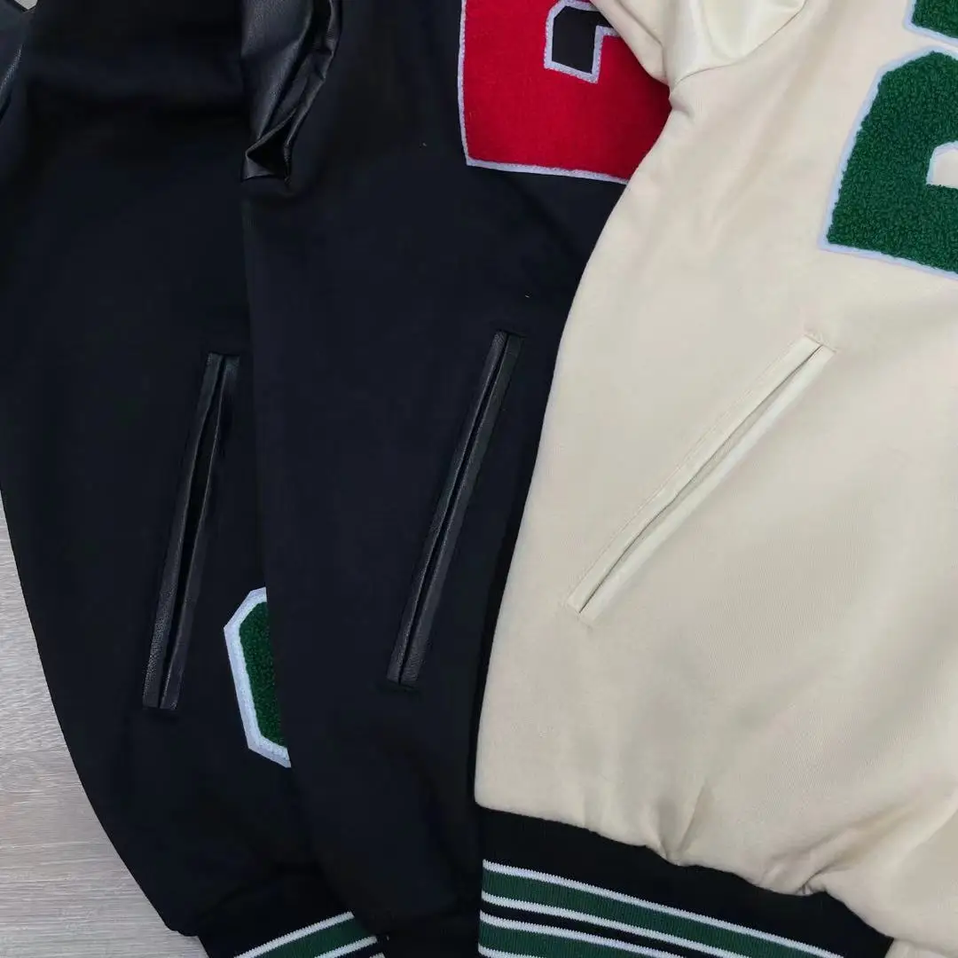 SHEDO Amazon hip-hop fleece trendy brand personality embroidered label loose jacket baseball uniform