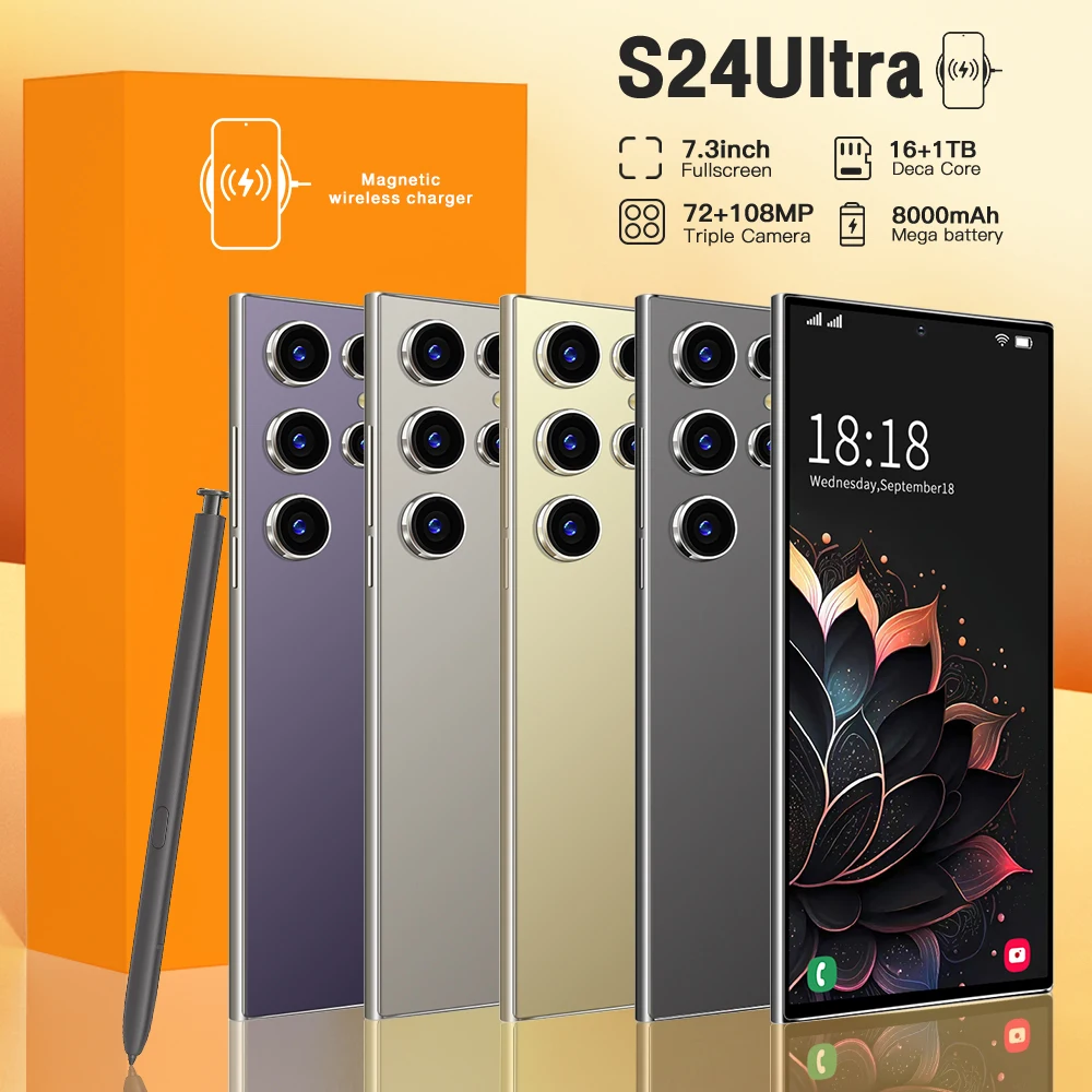 Phones S24 Ultra Smartphones for S24 Ultra 16GB+1TB 5G Dual SIM Cellphone Mobile Phone Original Smart Phone HD OLED 100W 108MP