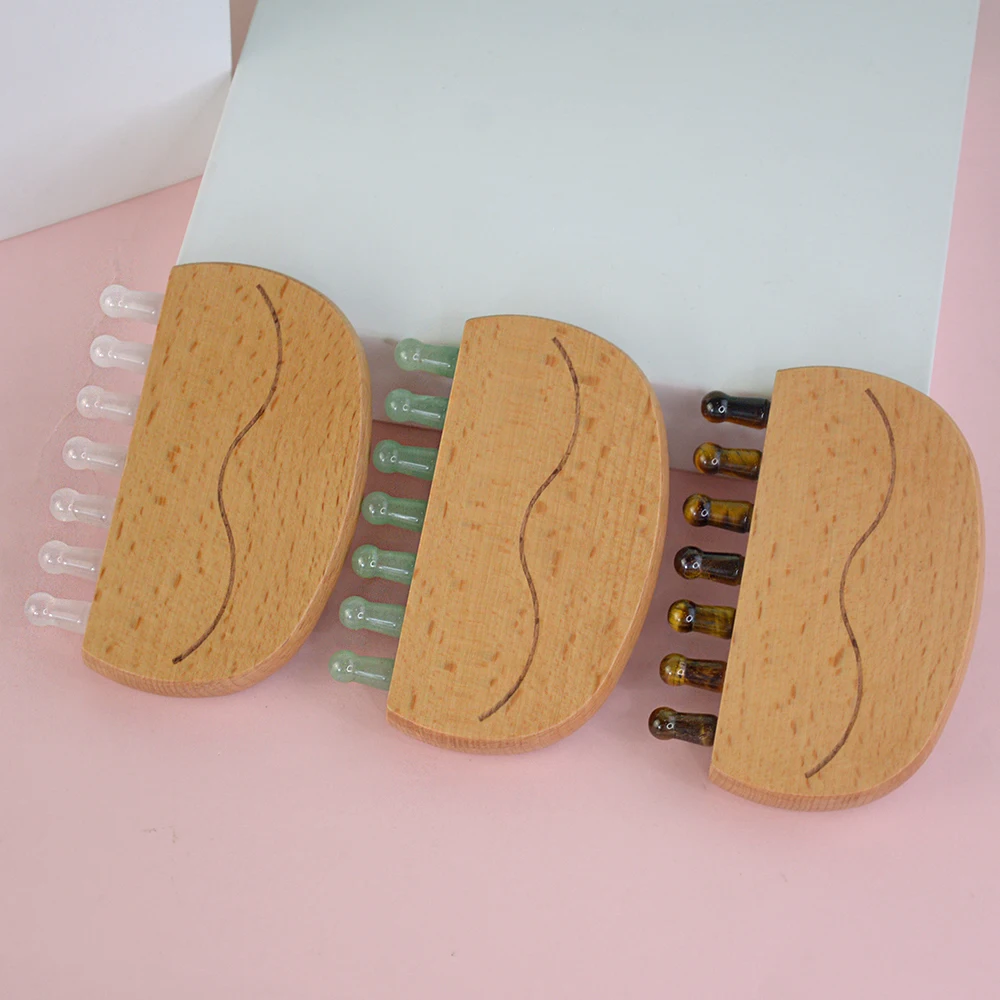 Wholesale Gemstone Massage Comb Shower Hair Brush Scalp Massage for Hair Growth Relieve Headache