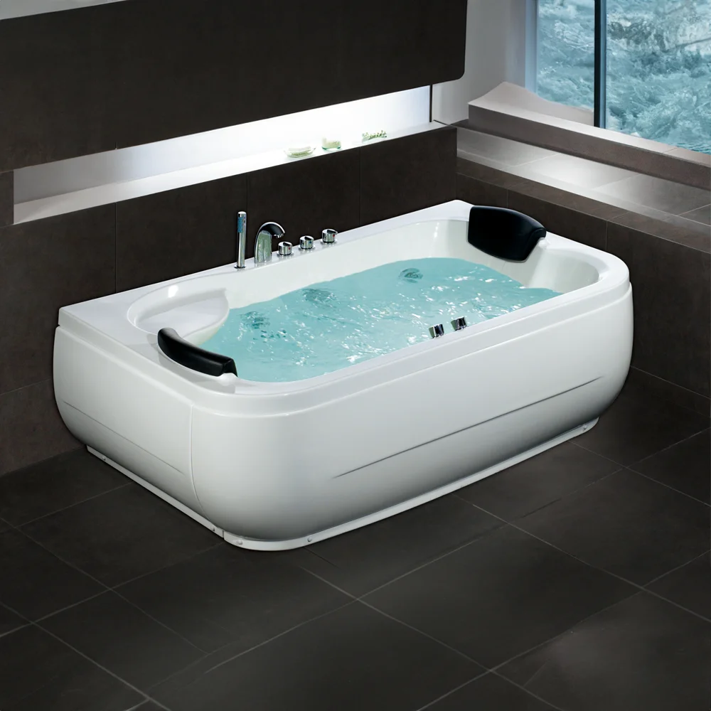 Indoor Modern Freestanding White Acrylic Guangdong Hydromassage Soaking Bathtub Cheap Price Simple Design Bath Tub For Hotel