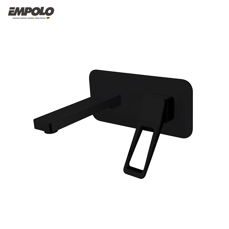 Empolo оптовая продажа новый стиль роскошный настенный смеситель для умывальника матовый черный современный скрытый ванной комнаты