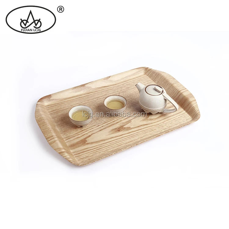 Customizable Rectangle Willow Wooden Food Serving Tray Wholesale Anti-Slip Coating Bent Wood Tea Tray