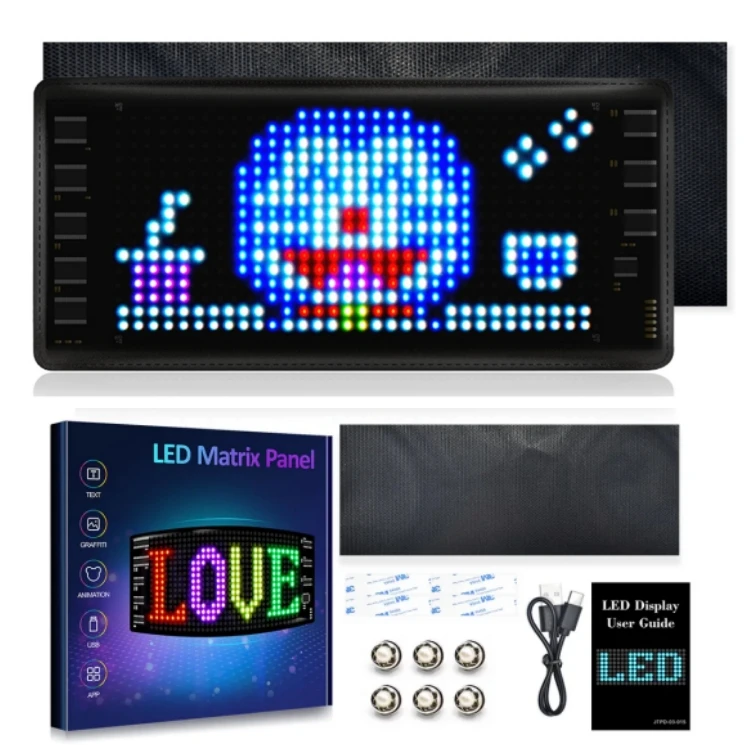 Mini soft led display screen bright backpack screen custom pattern animation electronic signs