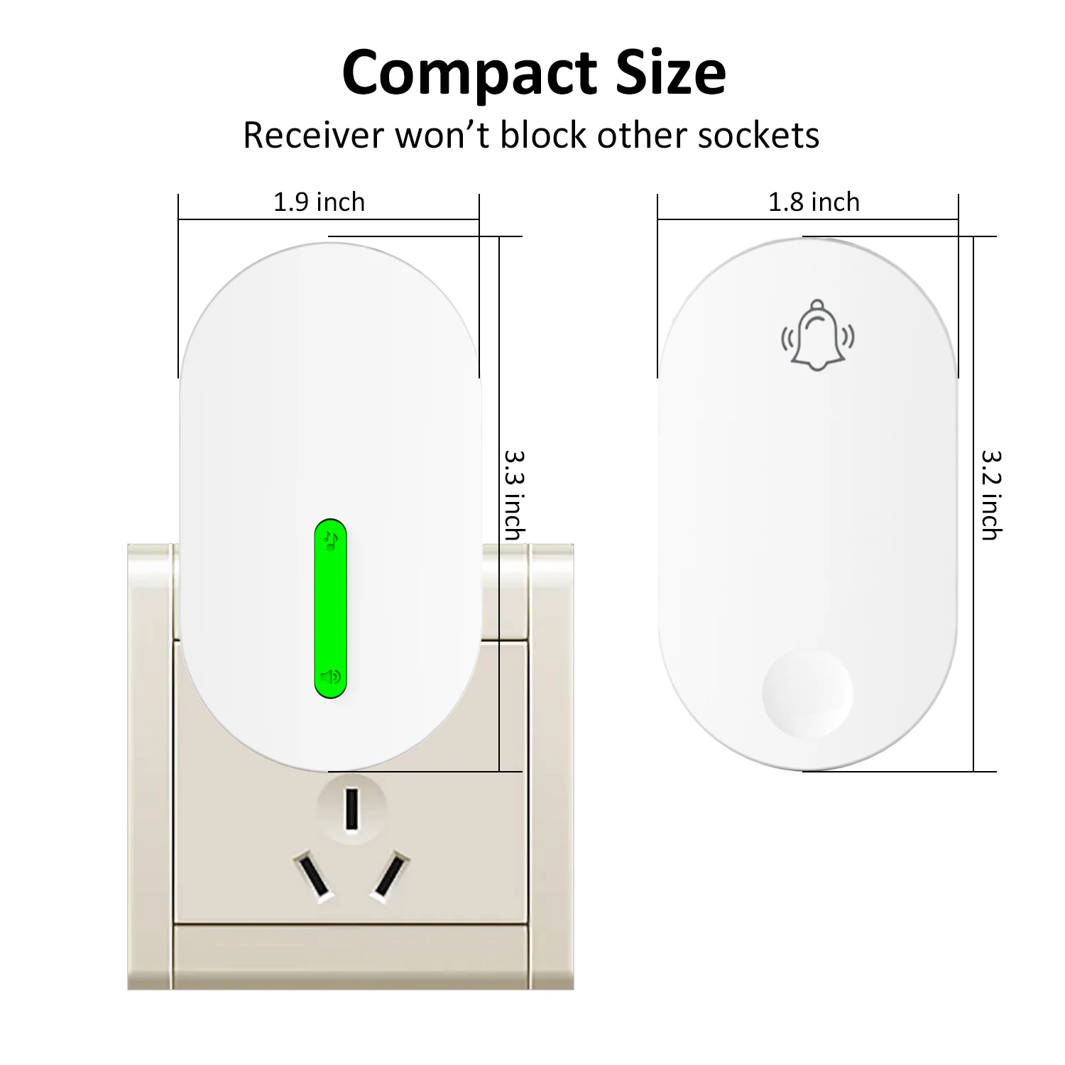 No Battery Required 1 transmitter  2 receiver Wireless Doorbell Door Chime  Waterproof Self-powered Wireless Doorbell