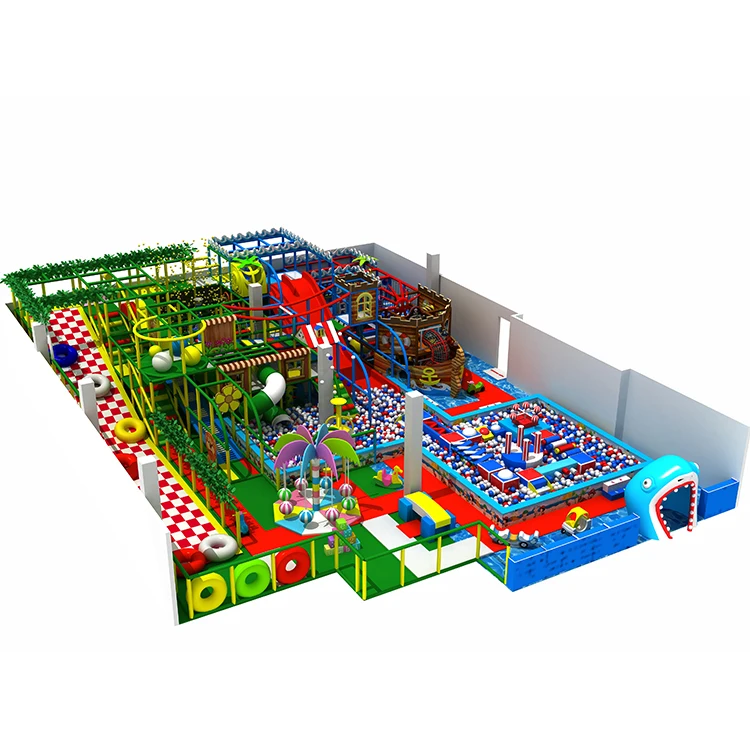 Soft Kids Indoor Playground, Foam Pit Indoor Ball Pit for Toddlers, Shark Theme Ocean Indoor Playground