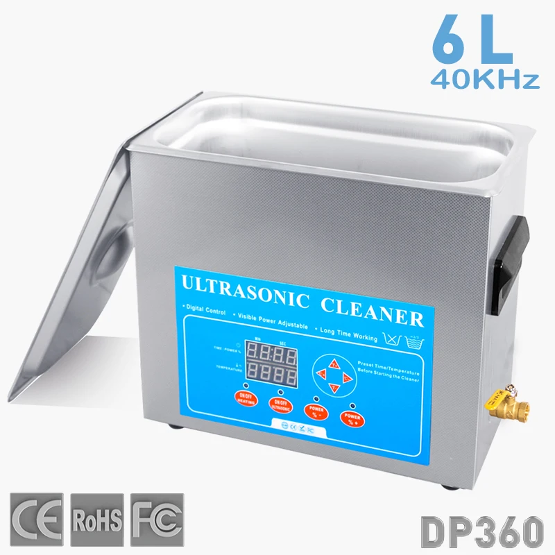 6L Ultrasonic Cleaning Machine Stainless Steel Ultra Sonic Water Bath Sweep Ultrasonic Cleaner