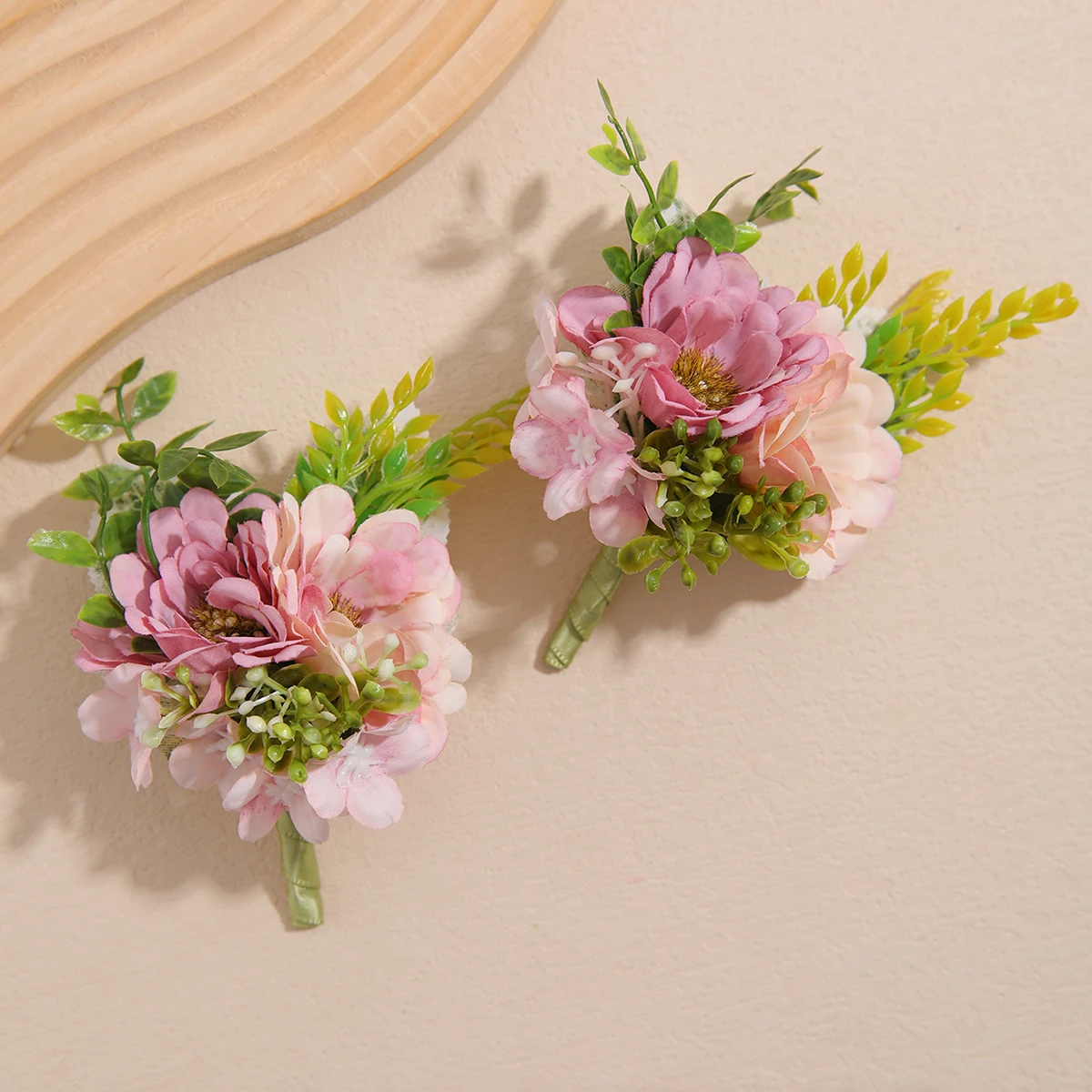 Bridal Blooming Multi-color Artificial Flower Groom Corsage Green Leaf  Wedding Brooch