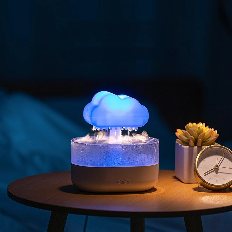 Customized Air Ultrasonic Aroma Diffuser Waterfall Lamp Mushroom Drop Rain Cloud Humidifier Water Drip for Sleeping