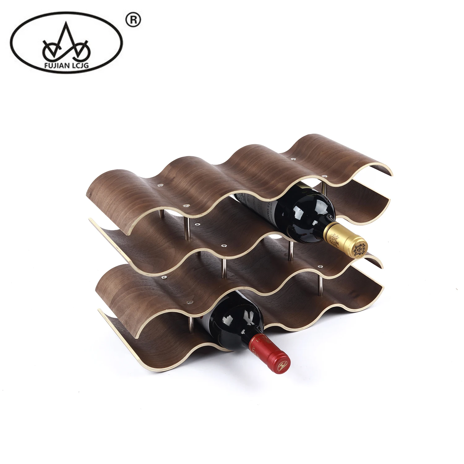 High quality willow wooden countertop wine rack designs