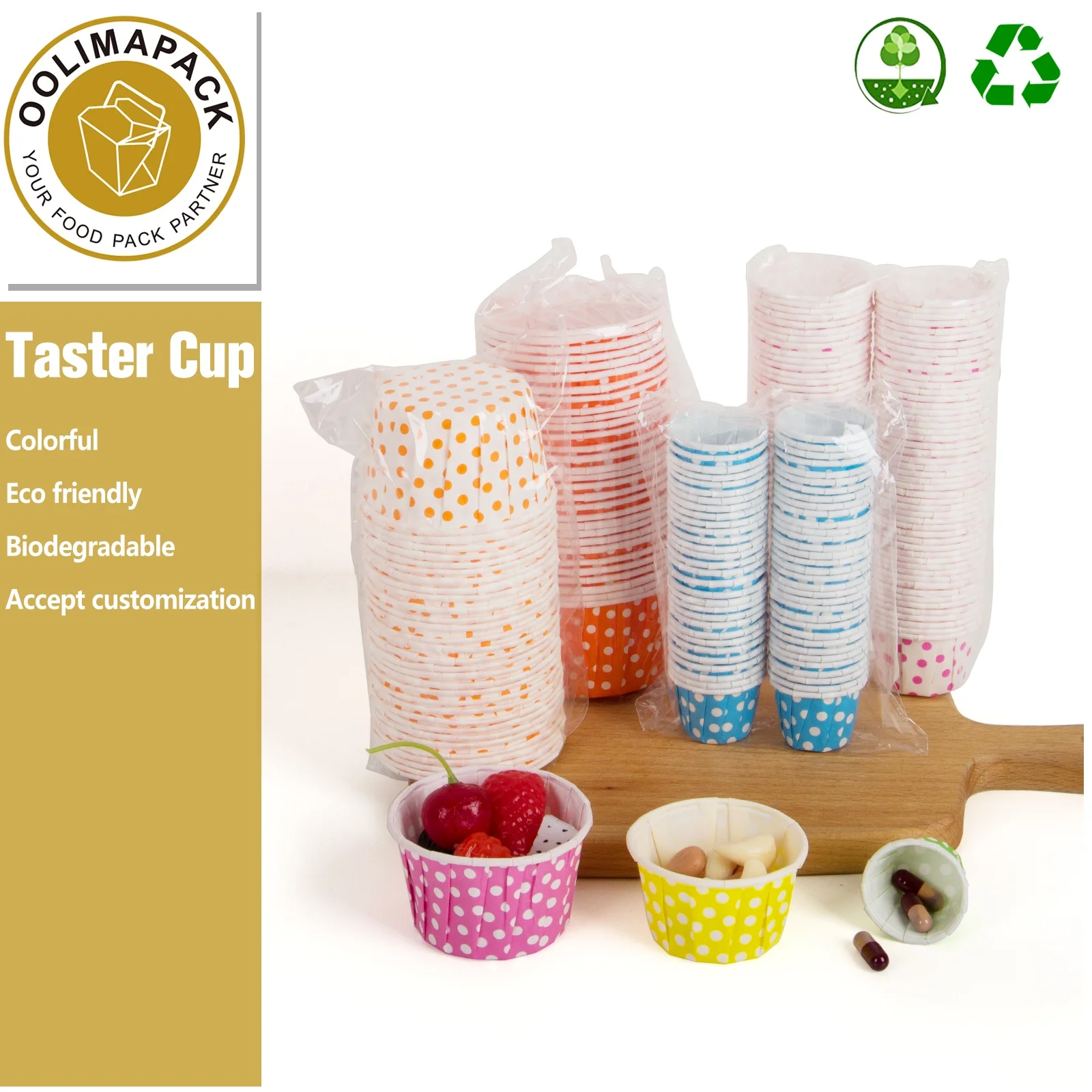 Compostable white kraft paper souffle 2oz portion cup for serving sauces, taste,samples, jello shots and dressings