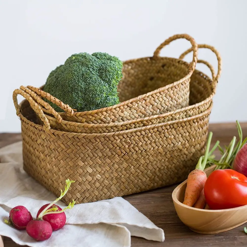 Best Selling Home Decor Water Hyacinth Baskets Natural PC Material Economical Storage Solution for Kitchen Handmade in Vietnam