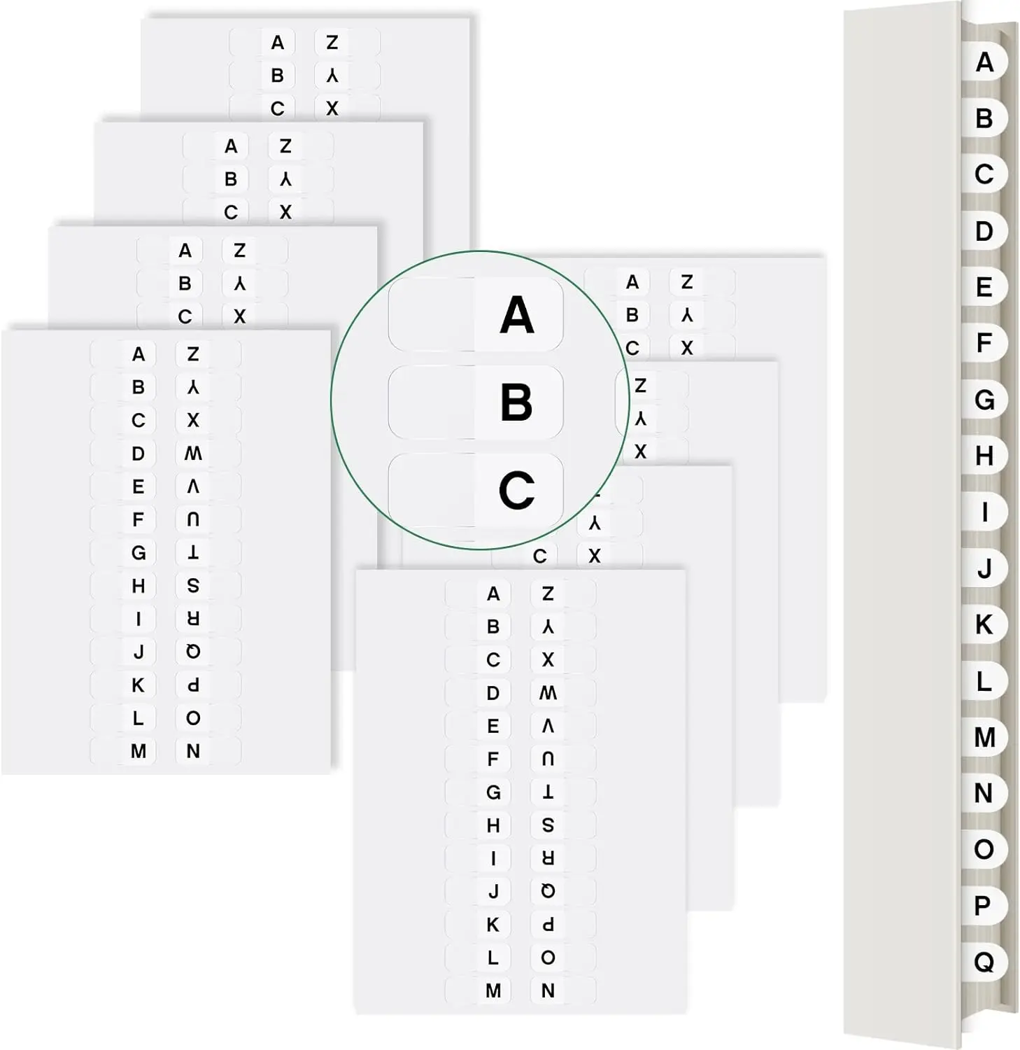 A-Z Index Tabs Permanent Alphabetical Tab Indexes Self Adhesive Page Tabs for Notebook File Page Address Book Folder