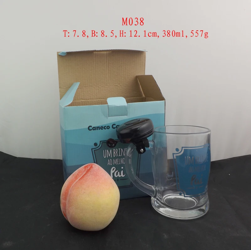 Classic 13oz high quality frosted beer glass mugs with handle beer steins and soft drinks glass cup