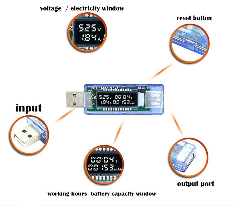 USB Charger Tester Doctor Voltage Current Meter Voltmeter Ammeter Battery Capacity Tester Mobile Power Detector