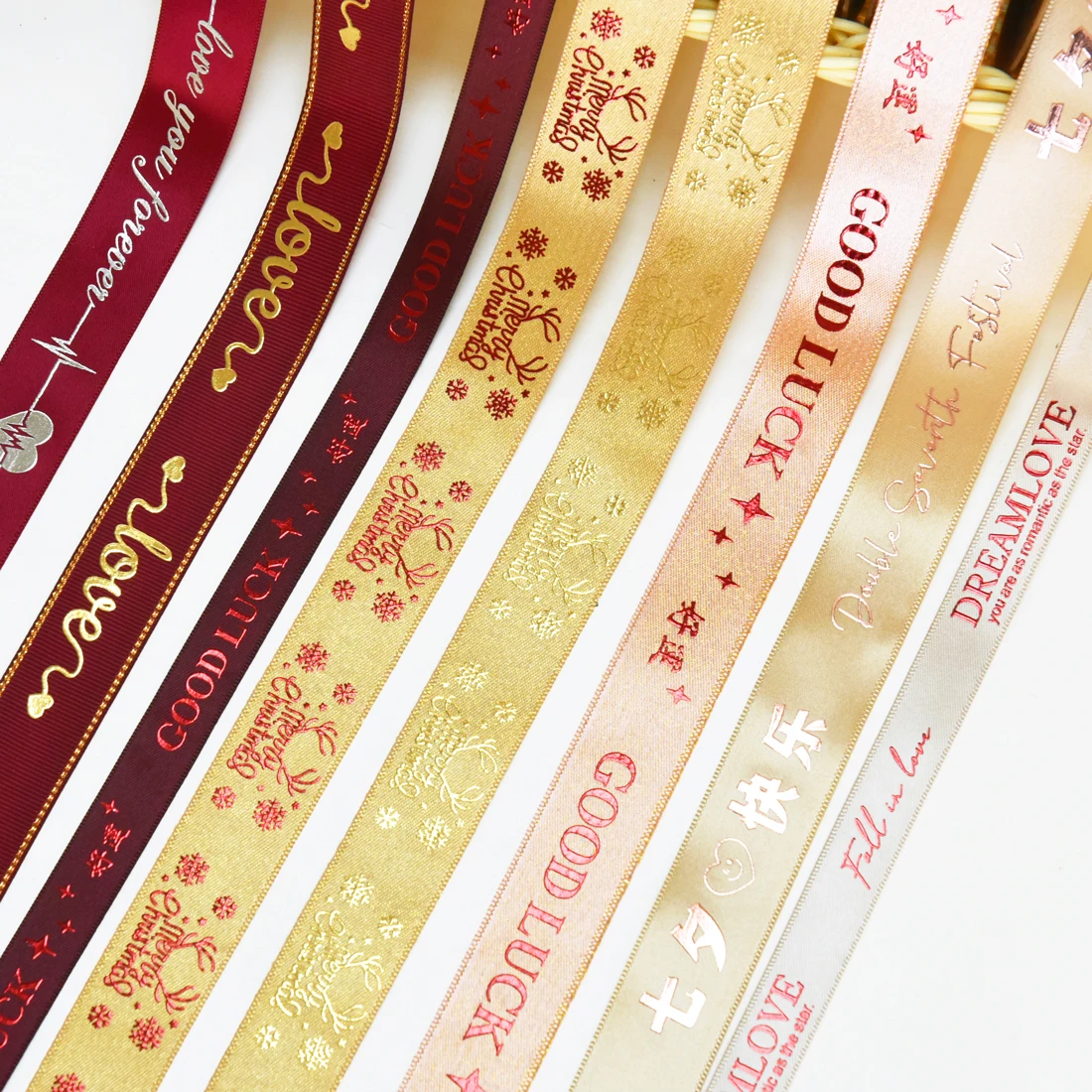 Custom woven edge double sided 196 color 25mm satin ribbon Wholesale Elastic/adjustable Custom Pre Made Gift Satin Ribbon Bows