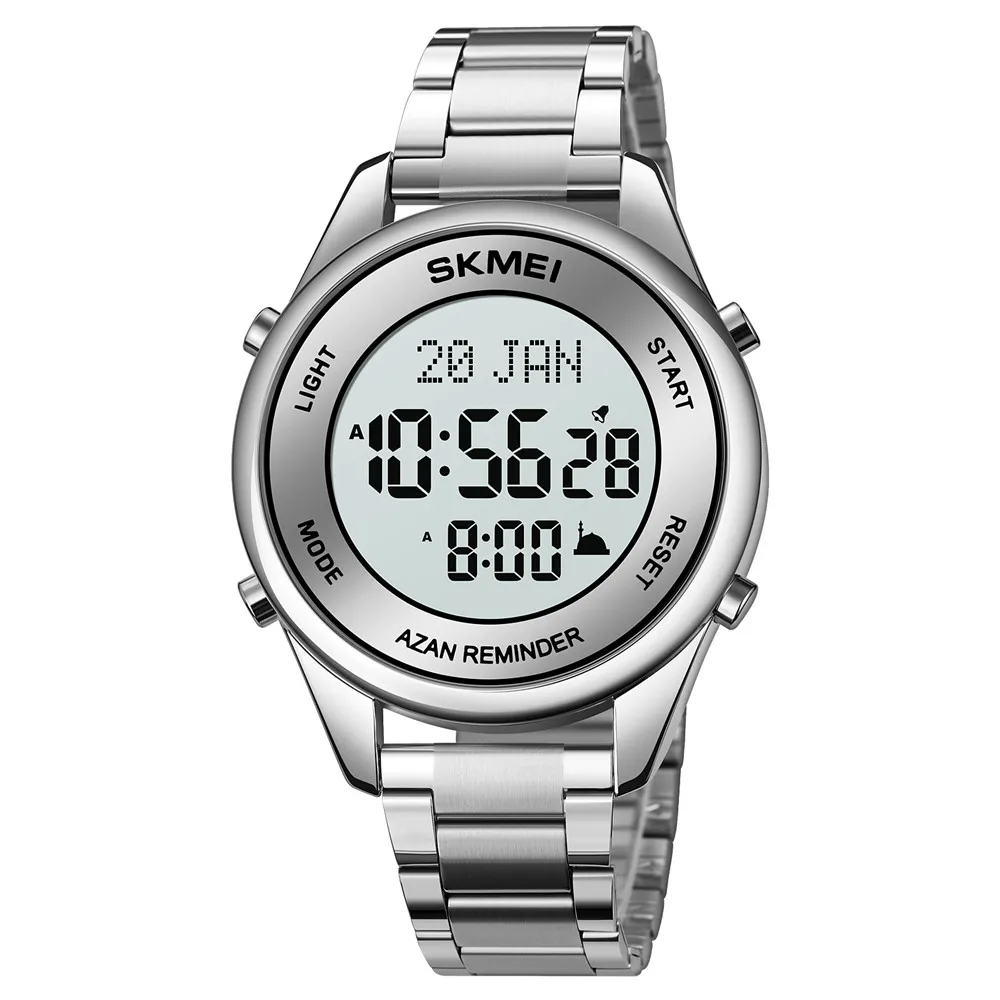 Skmei 1861 Qibla мусульманские молитвенные часы мужские цифровые наручные из нержавеющей стали Azan Арабские исламские