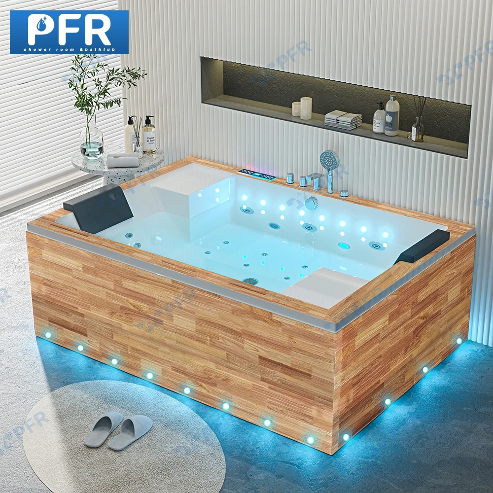 Factory Sell Luxury 2-Person Soaking Bathtub Custom Massage Hot Tub Bubble Whirlpool Bath Bathroom Bathtub