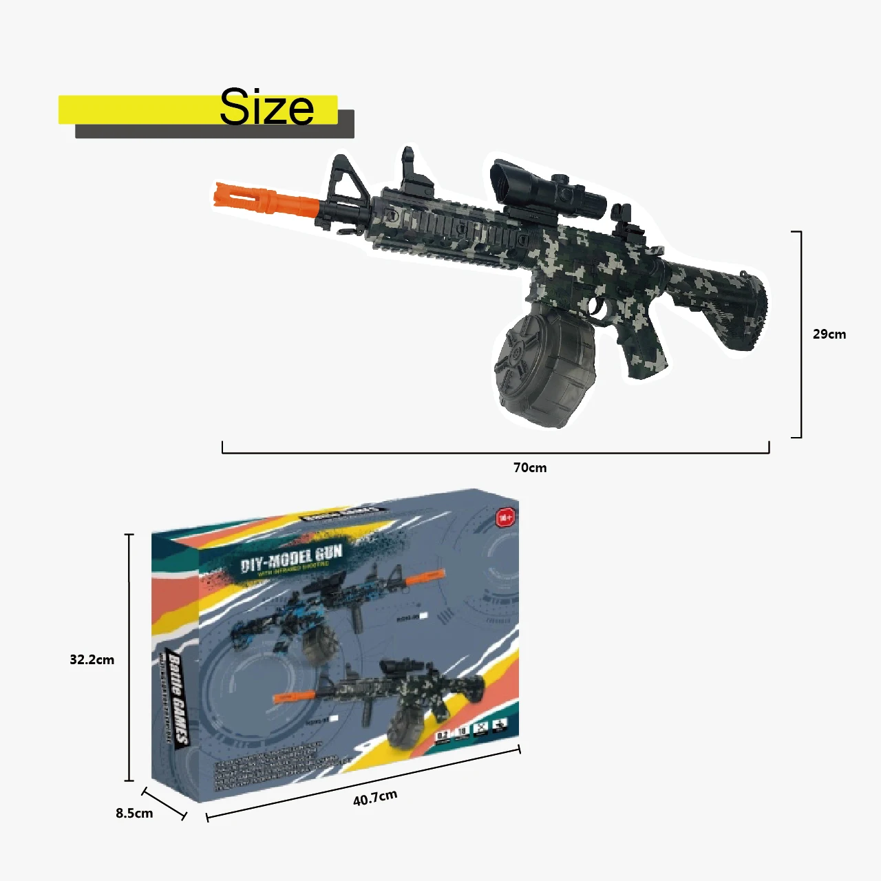 CS Model M4A1 Gel Splat Blaster Toy Gun 7-8 mm Splat Blaster M416 Gel Soft Ball Blaster Toy for Outdoor Play