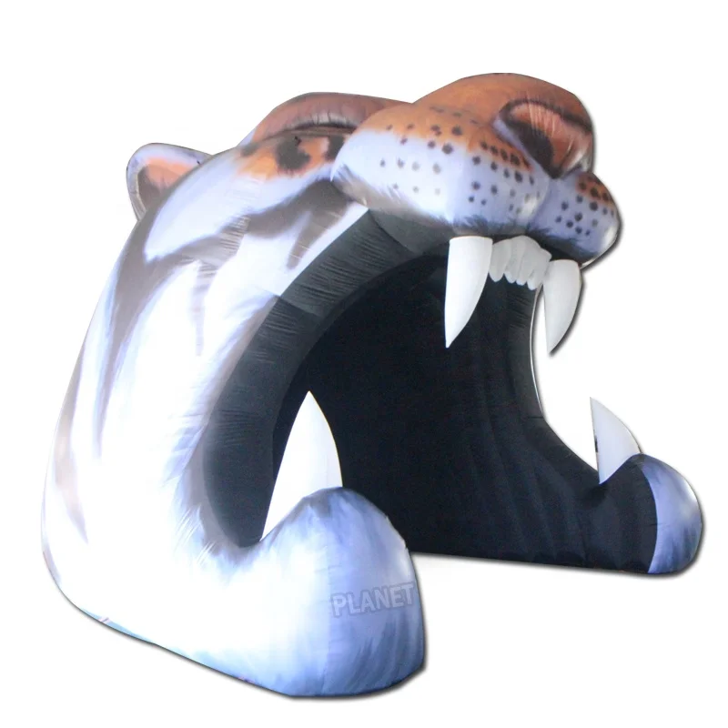 Custom Outdoor Giant Run Through Sport Entrance Tiger Head Mascot Tunnel Inflatable Football for Sports