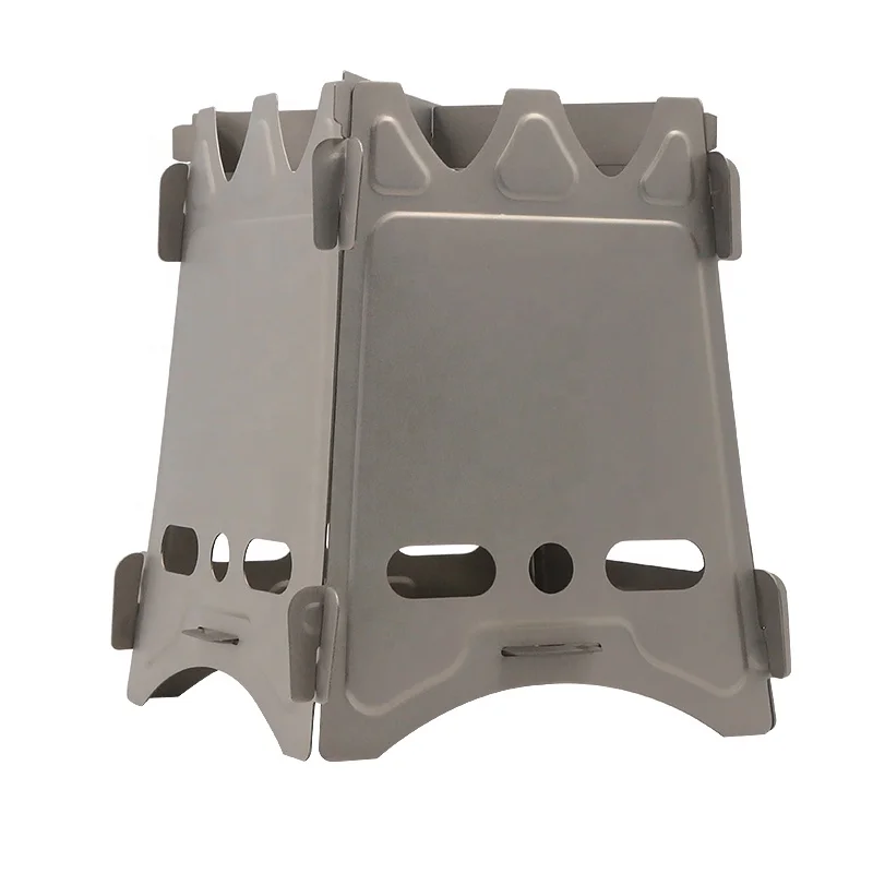 Ultralight Camping Cook BBQ Titanium Wood Burning Flatpack Stove for Bushcraft Survival Bagpacking
