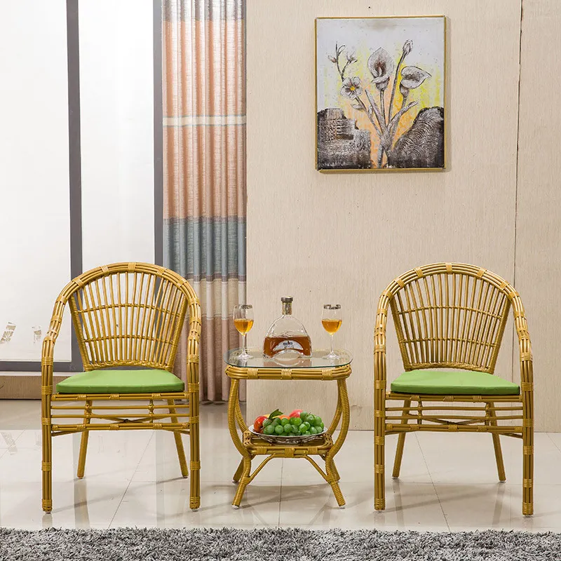 Hot summer cool rattan bamboo beautiful solid durable table and chair set