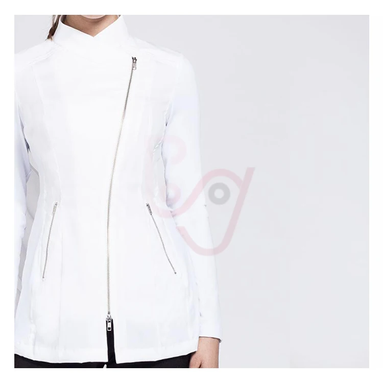 Scrubs Uniforms Casual Woven Medical Uniforms Mandarin Collar Yarn Dyed Long Sleeve Best Quality Wholesale Customize White Black