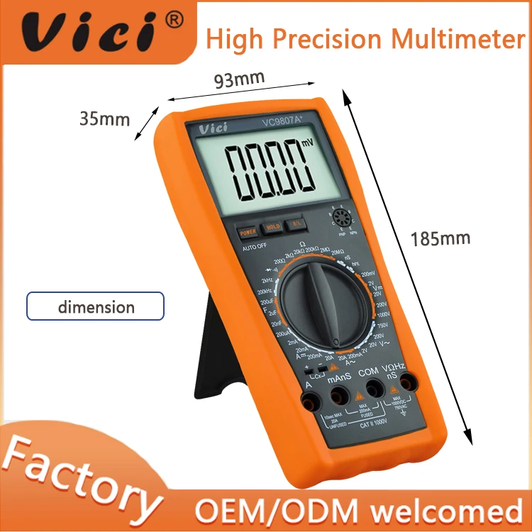 vici VC9802A+ Digital Multimeter of 1000V 20A 2000Mohm 200uF Dual Integral A/D Transfer Measuring Method