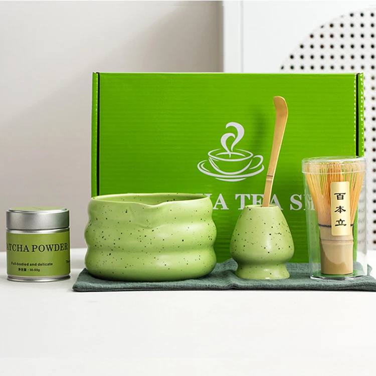 Good Quality Matcha Equipments Matcha Ceremony Set Purple Ceramic Matcha Whisk Set