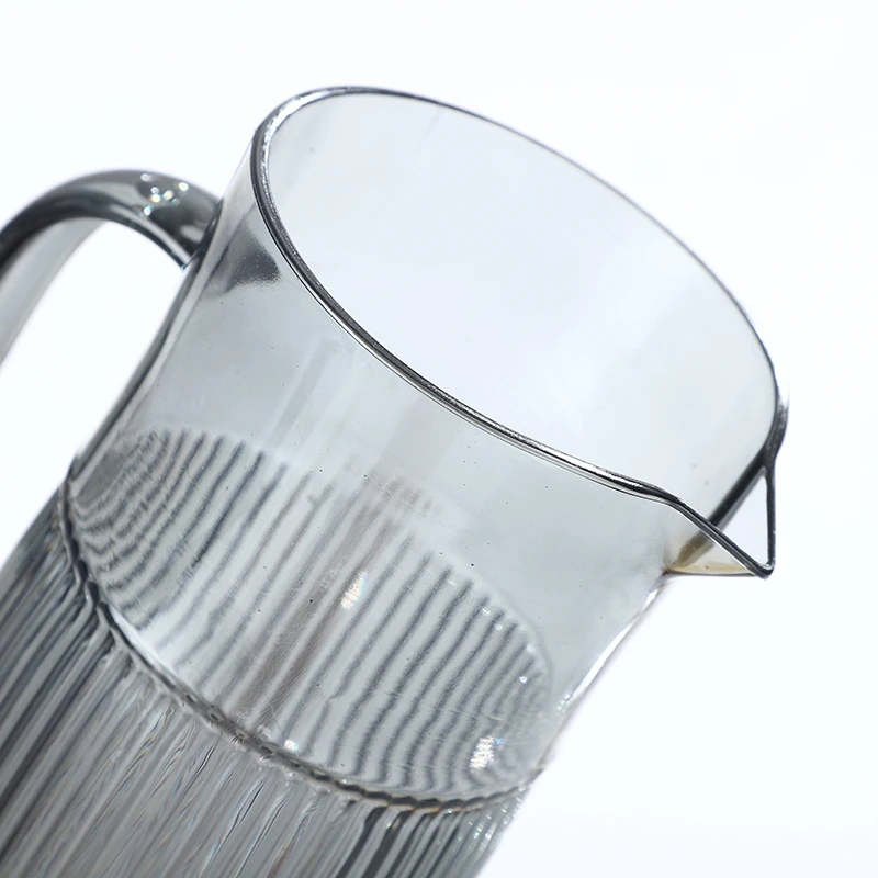 Factory Price 1000ml Household Vertical Stripe Glass Cold Water Lemon Tea High Capacity Heat-proof Bottle