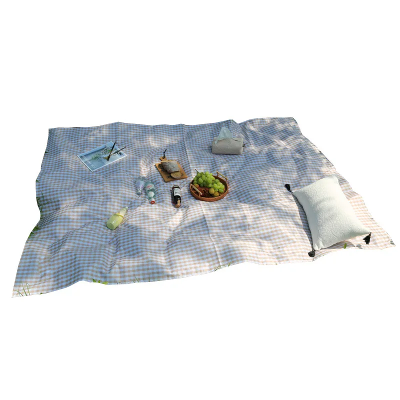 Plaid easy-fold blanket picnic beach picnic camping pocket blanket picnic blanket waterproof extra large