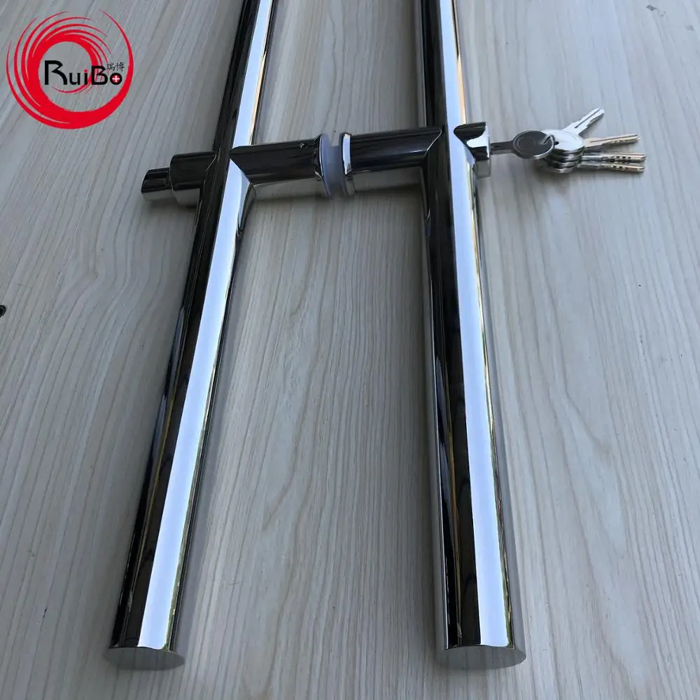 Whole sale round stainless steel glass door pull handle lock