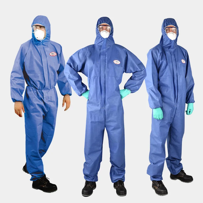 Dust particulate Liquid Splash resistant sms disposable coverall for asbestos fiberglass
