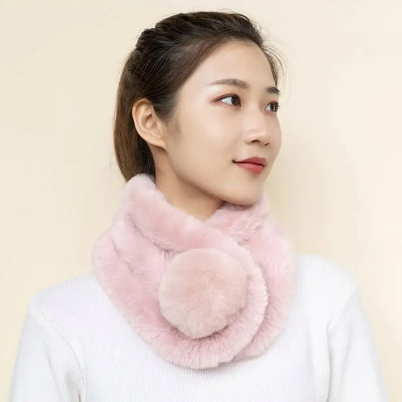
Faux Fur scarf otter rabbit fur Scarves with three-tube neck thickened plush warm Scarves girl 