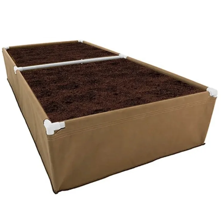 8ft x 4ft Breathable Fabric Felt Raised Garden Bed Air Fabric Grow Bed with PVC Pipe & Trellis Air Water Retaining Easy Assemble