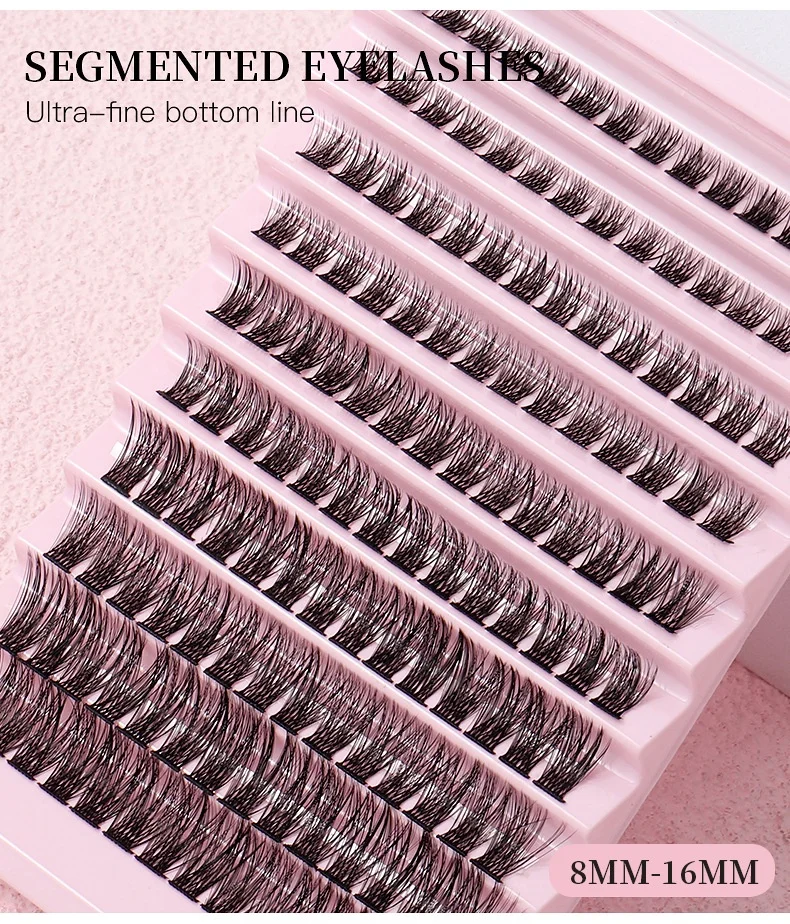 Wholesale individual lash clusters eyelash 10 lines one tray professional diy lash extension Pre-cut segment cluster lashes