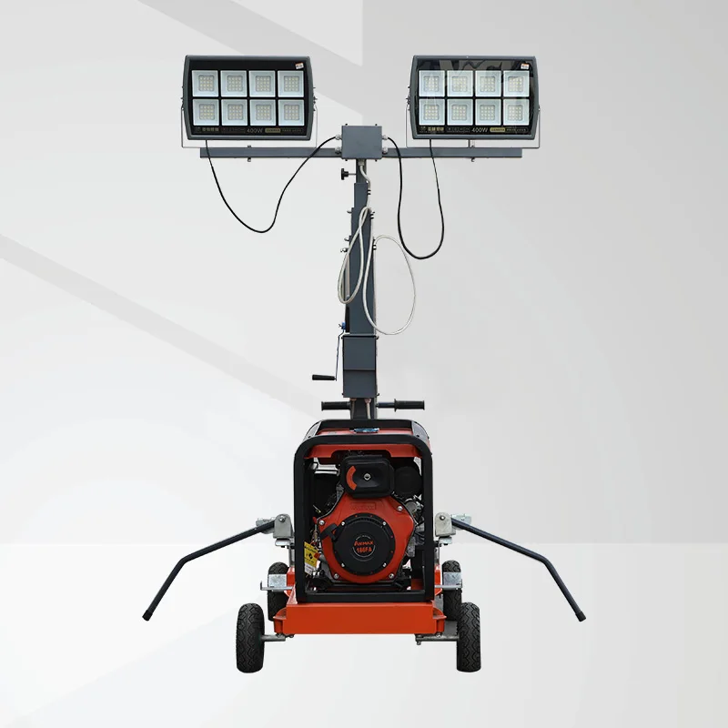 Outdoor Telescopic mobile tower light diesel Generator towersDirect Solar Light Tower Hand Push Telescopic Light Tower