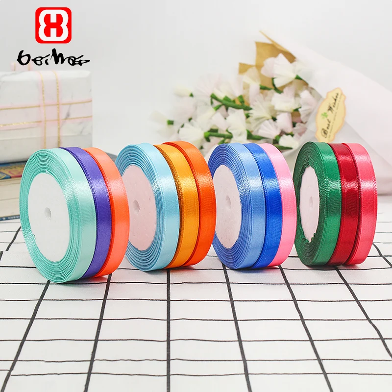 Beihai Ribbon Hot Sale 10mm Wide 25 Yards  Satin Ribbon Roll for  Gift Wrapping